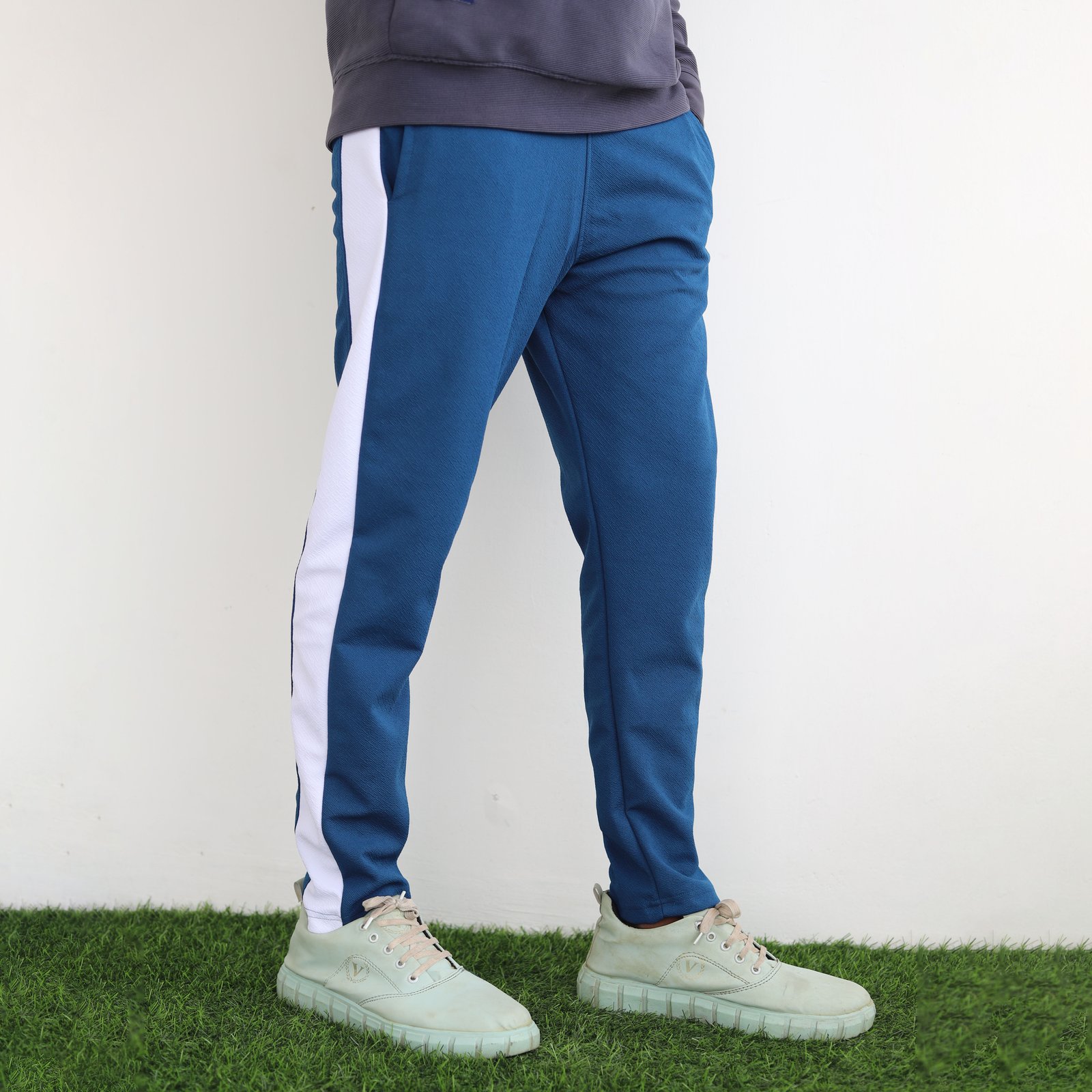 MENS TRACK PANT  WITH WHITE  LINE - BLUE